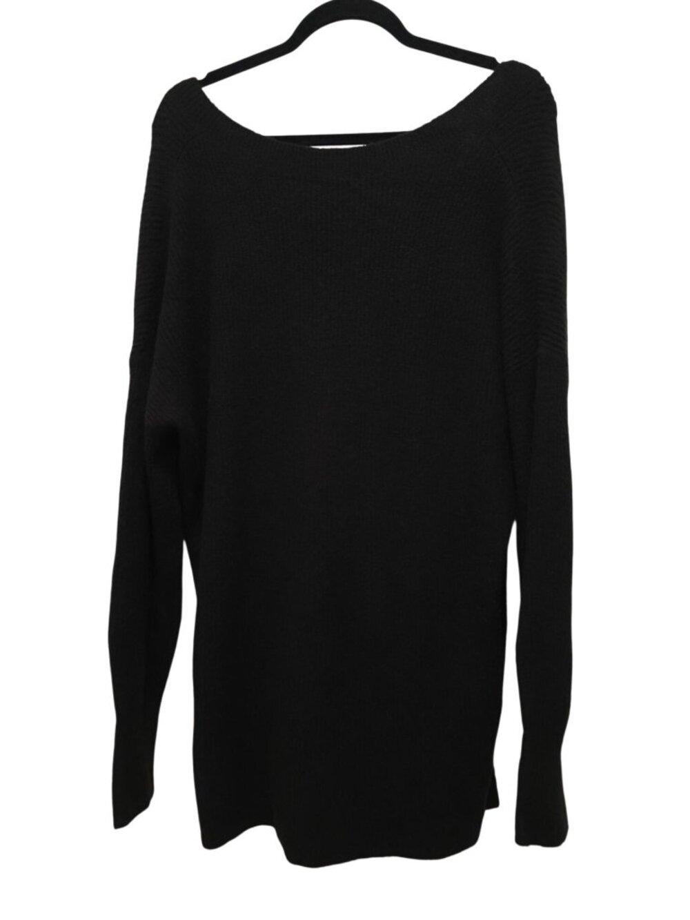 NWT Halogen Black Cozy V-Neck Long Sleeve Tunic Sweater Women's Size L - Picture 2 of 7